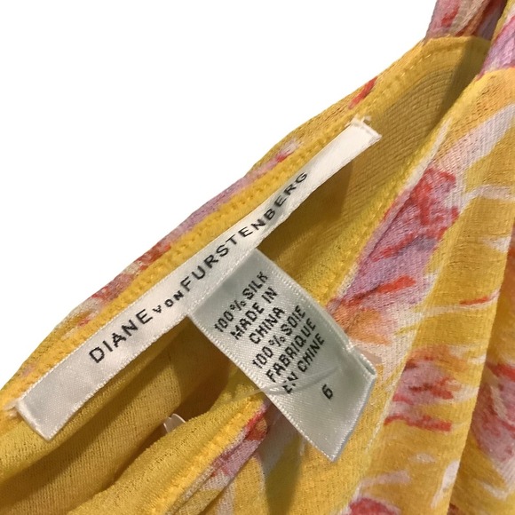 Diane von Furstenberg Silk Dress Size 6 Yellow/Pink - Picture 3 of 3